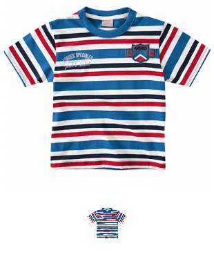 Camiseta Infantil Masculina Listrada Azul - Milon