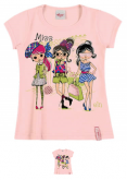 Camiseta Infantil Feminina com Brilho Rosa - Elian