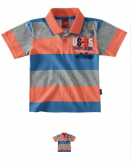 Camiseta Pólo Infantil para Menino Listrada Salmão - Kyly