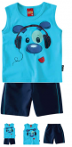 Conjunto Infantil Masculino de Verão Dog Regata Azul - Kyly