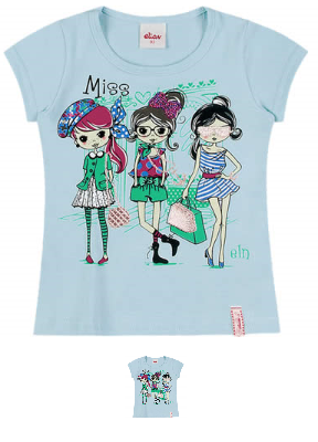 Camiseta Infantil Feminina com Brilho Azul - Elian