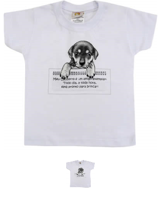 Camiseta Infantil Menino com Bordado de Cachorro Branca - Ni